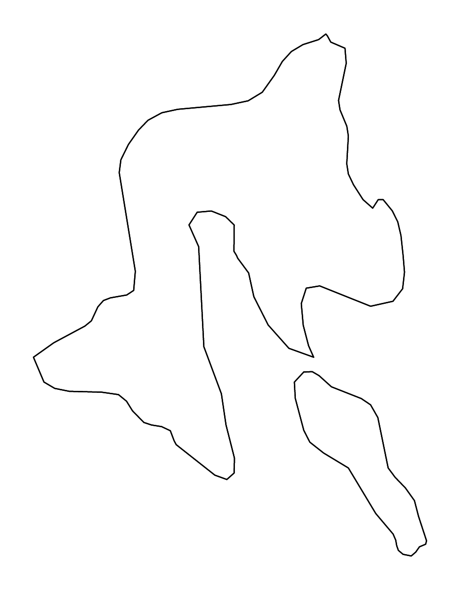 Mapa de contorno de Southern Leyte, Philippines con ríos.