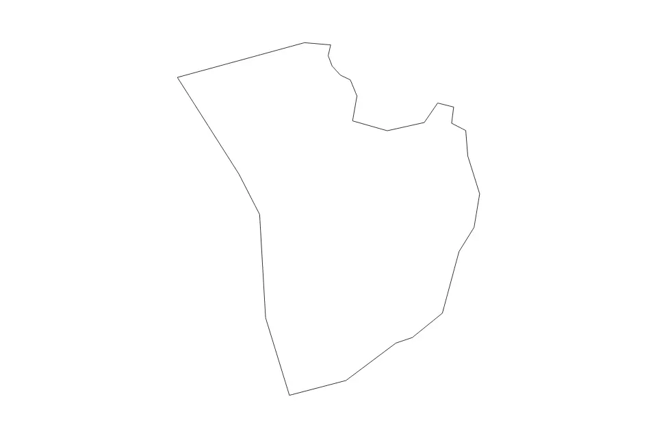 Outline map of Daejeon Metropolitan City, Republic Of Korea with subdivision borders.