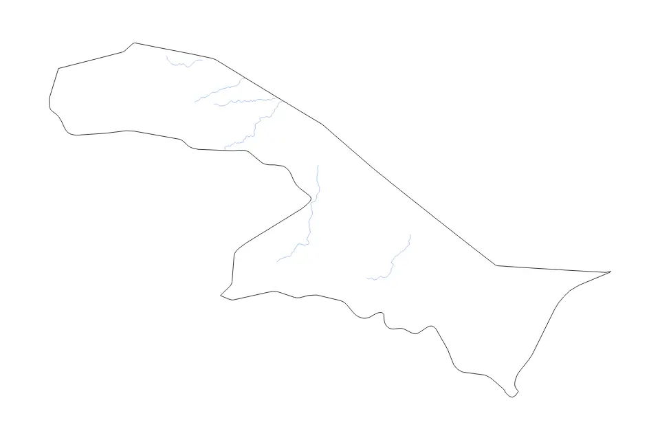 Outline map of Northern Borders, Saudi Arabia with subdivision borders and rivers.