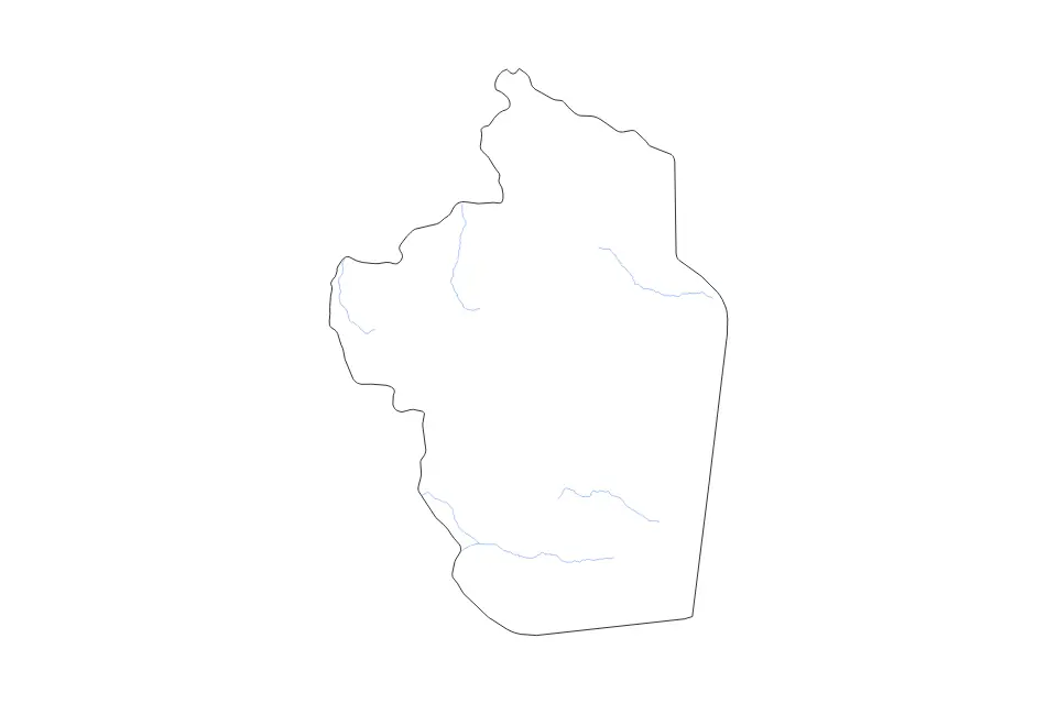 Outline map of Riyadh, Saudi Arabia with subdivision borders and rivers.