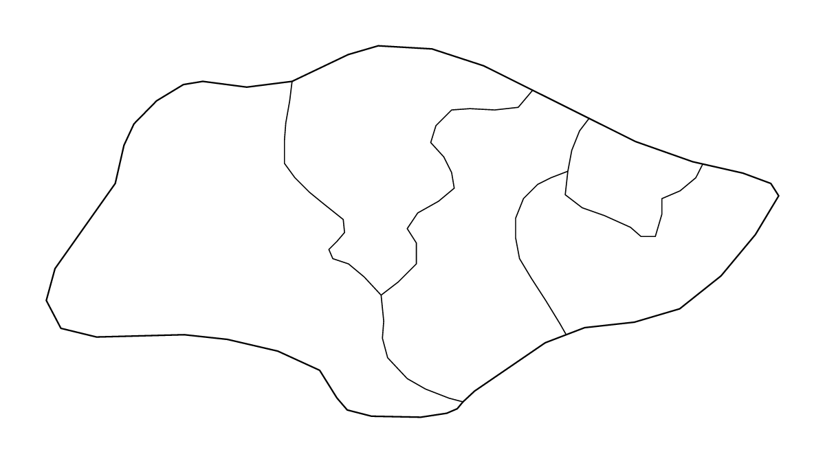 Mapa de contorno de Singapore con límites administrativos internos.