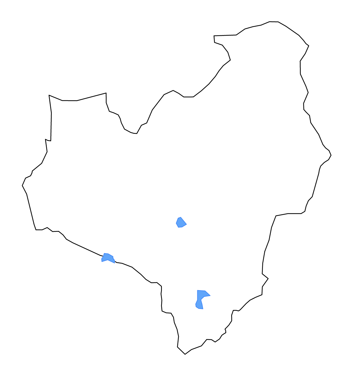 Carte de contour de Anuradhapura, Sri Lanka avec lacs et rivières.