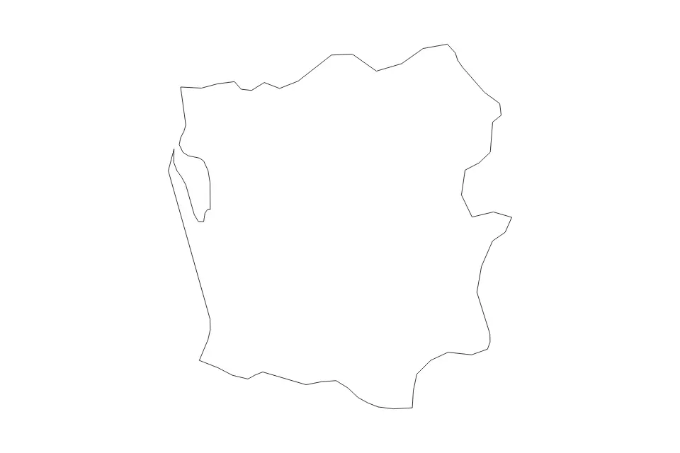 Outline map of Gampaha District, Sri Lanka with subdivision borders.