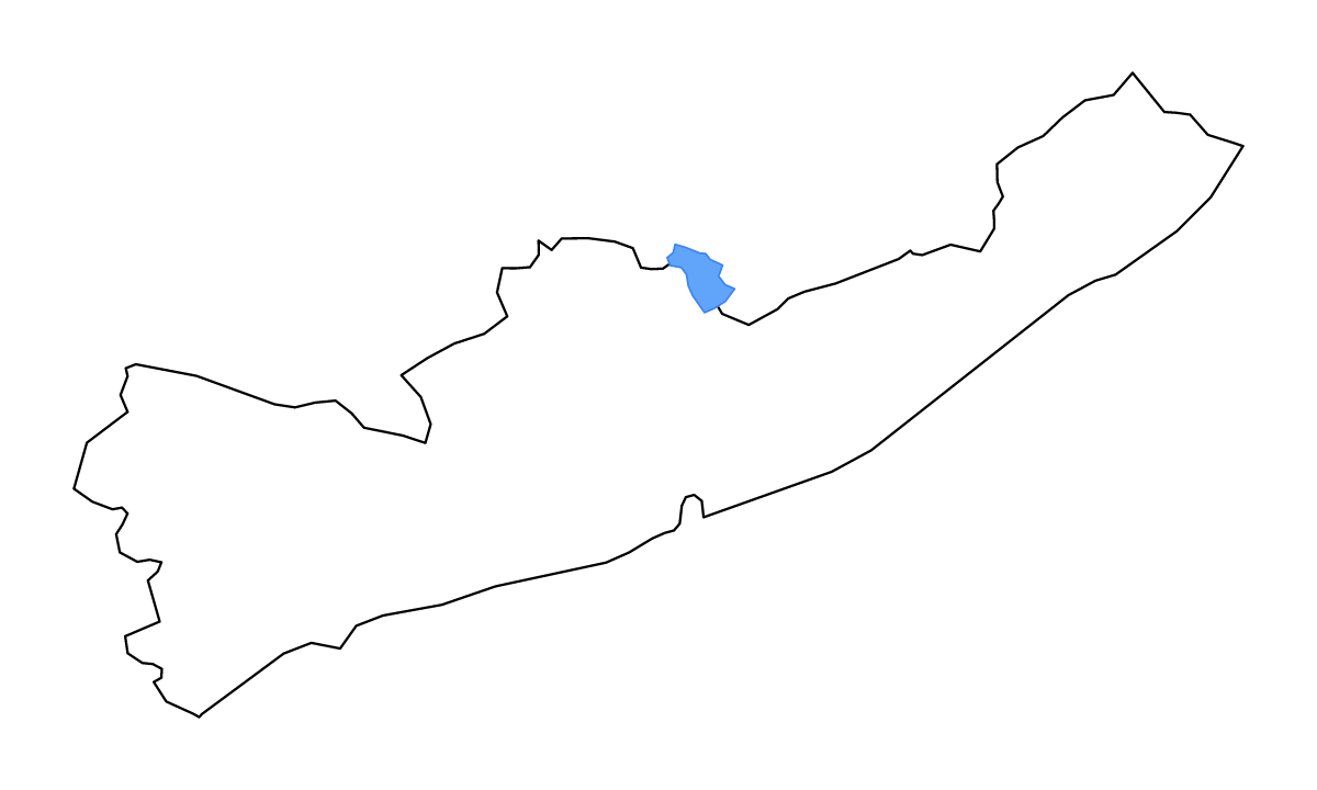 Outline map of Hambantota District, Sri Lanka with lakes and rivers.