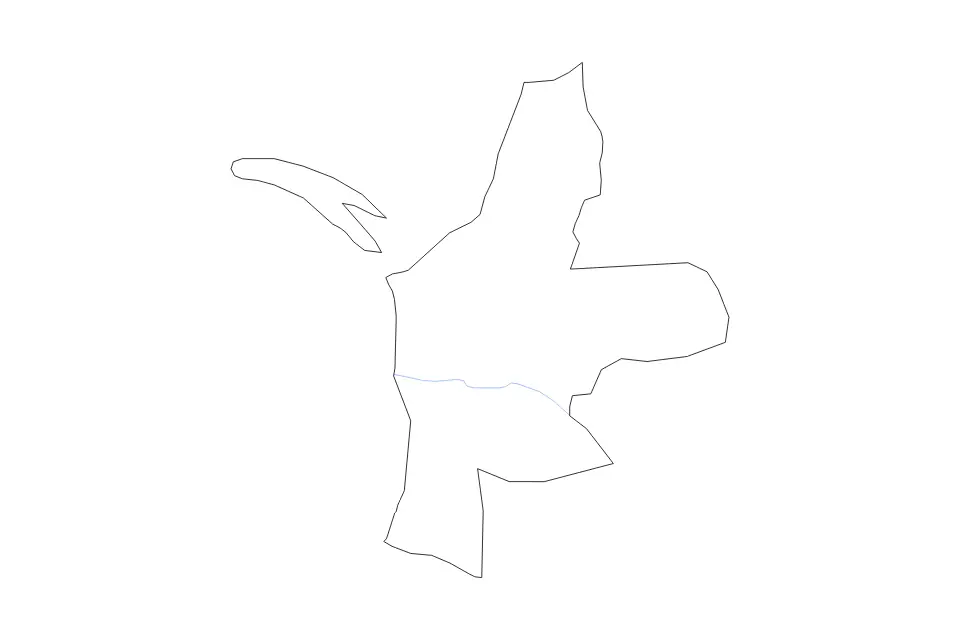 Outline map of Mannar District, Sri Lanka with subdivision borders and rivers.