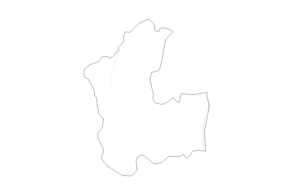 Outline map of Matale District, Sri Lanka with subdivision borders and rivers.