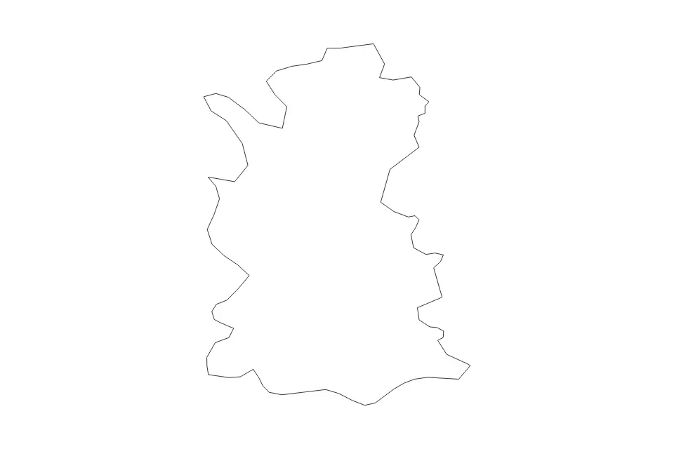 Outline map of Matara District, Sri Lanka with subdivision borders.