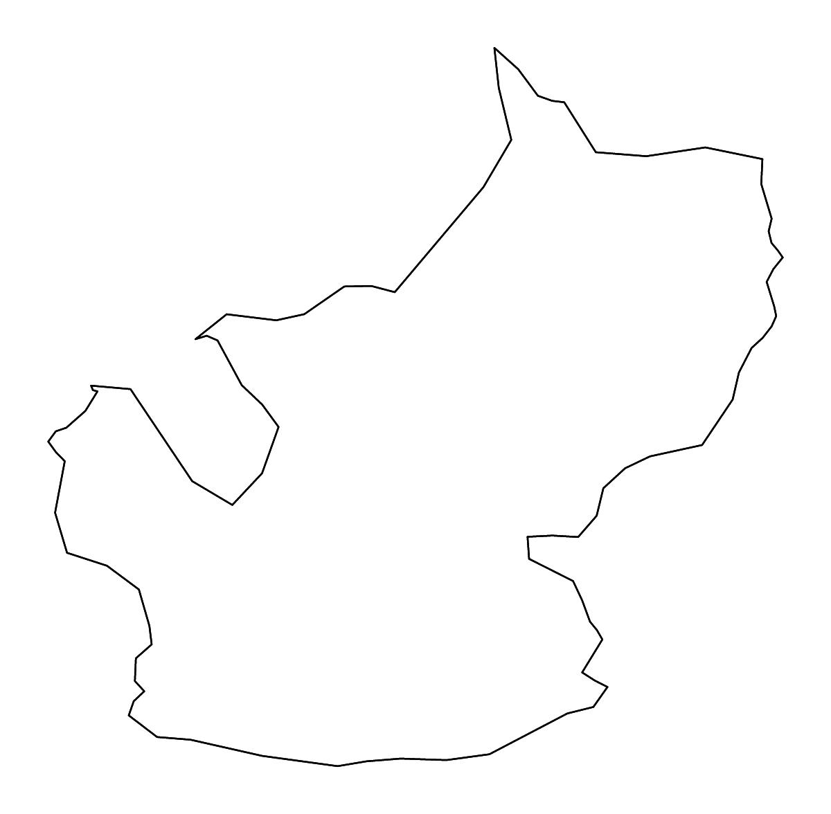Mapa de contorno de Nuwara Eliya, Sri Lanka con ríos.