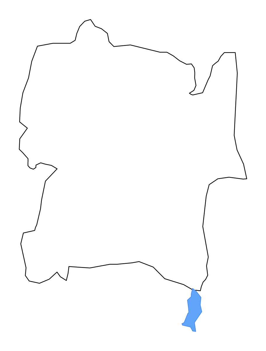Mapa de contorno de Polonnaruwa, Sri Lanka con lagos y ríos.