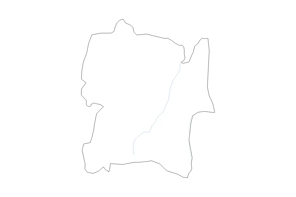 Outline map of Polonnaruwa District, Sri Lanka with subdivision borders and rivers.