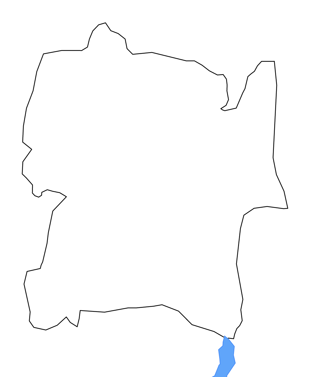 Mapa de contorno de Polonnaruwa, Sri Lanka con lagos y ríos.