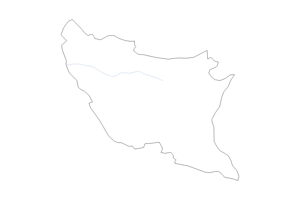 Outline map of Ratnapura District, Sri Lanka with subdivision borders and rivers.