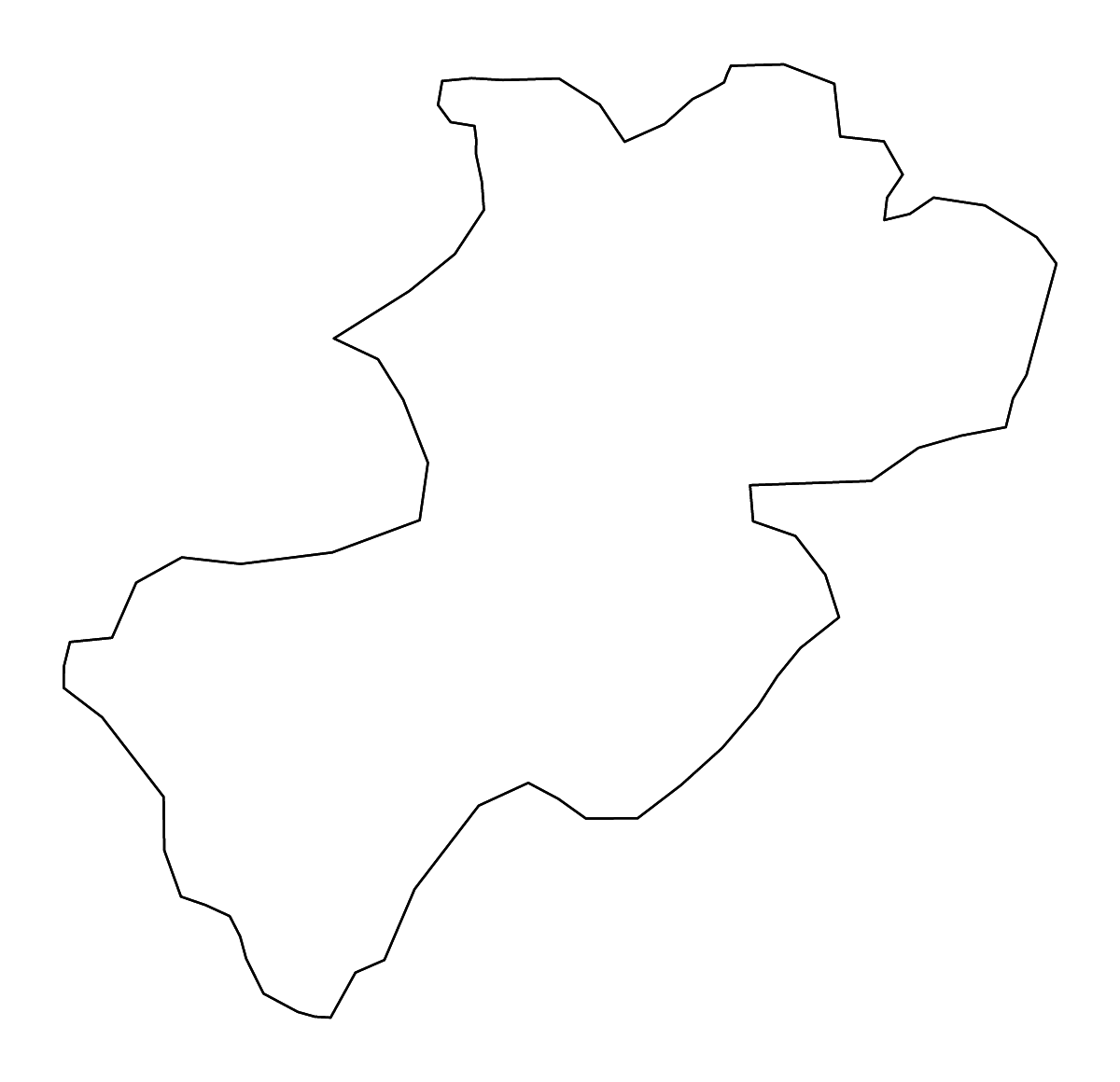 Mapa de contorno de Vavuniya, Sri Lanka con ríos.
