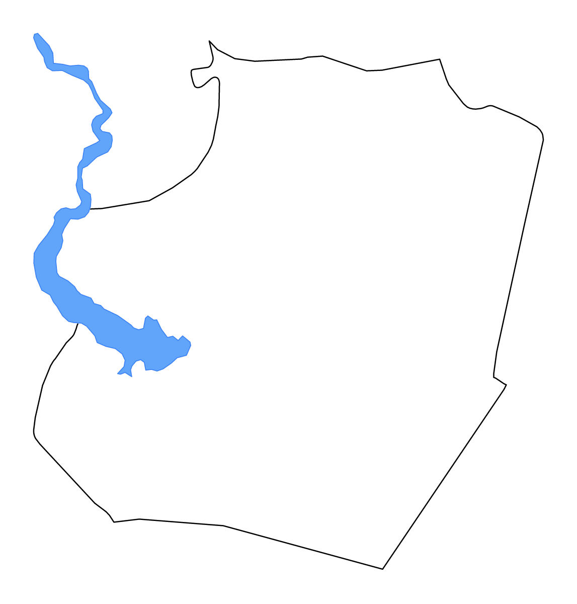 Carte de contour de Al-Raqqah, Syria avec lacs et rivières.