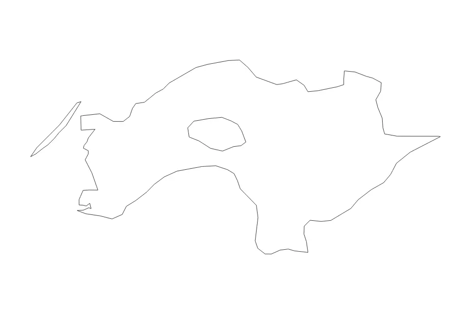 Outline map of Chiayi County, Taiwan with subdivision borders.