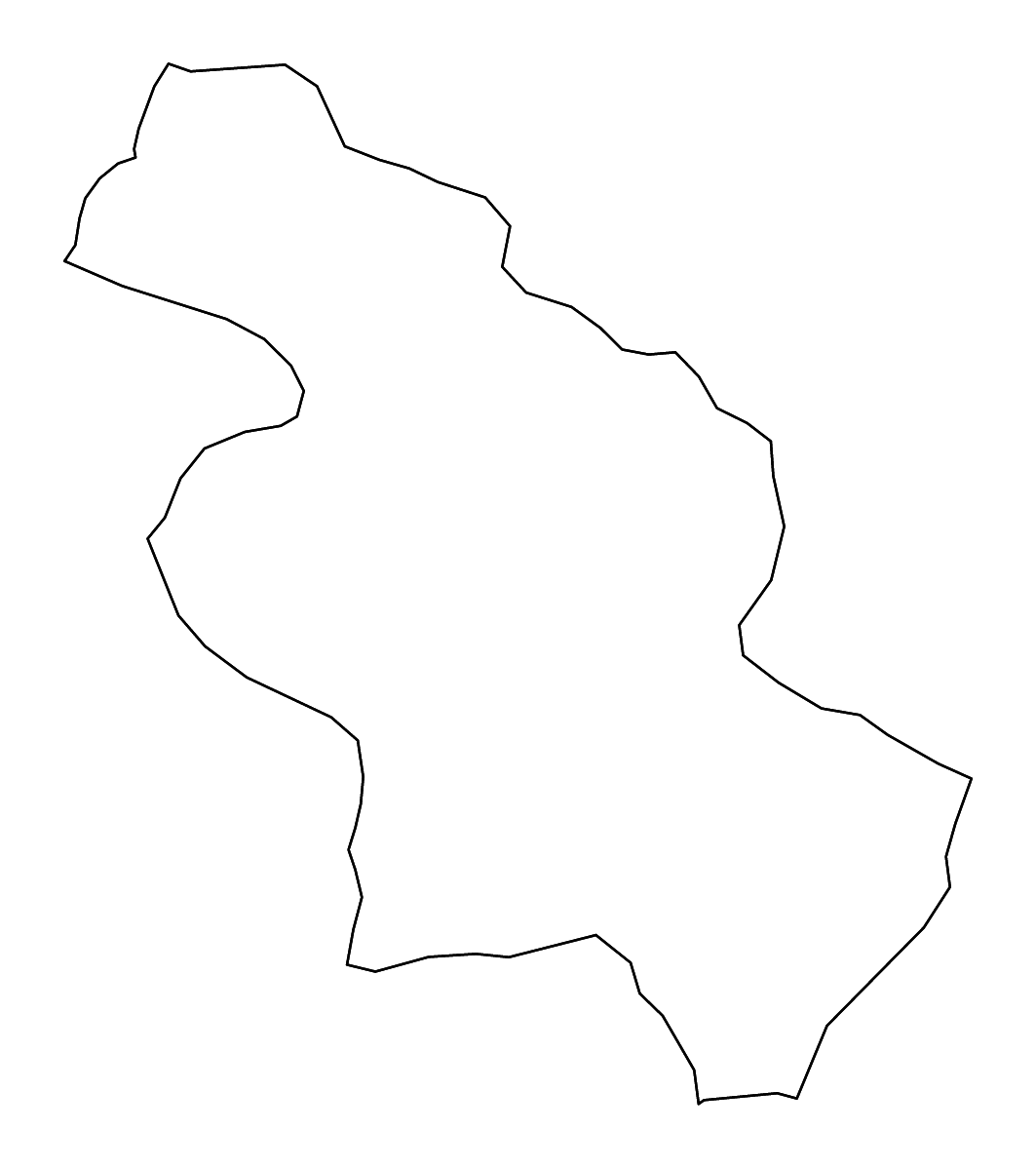 Outline map of Hsinchu County, Taiwan with rivers.