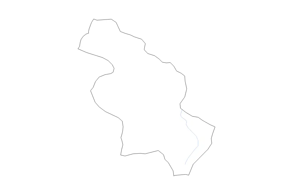 Outline map of Hsinchu County, Taiwan with subdivision borders and rivers.