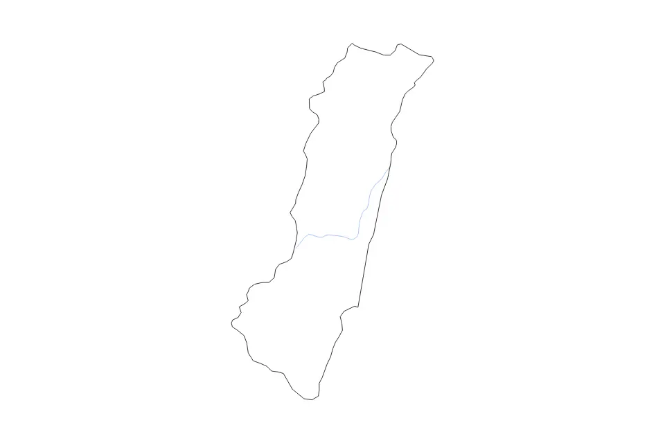 Outline map of Hualien County, Taiwan with subdivision borders and rivers.