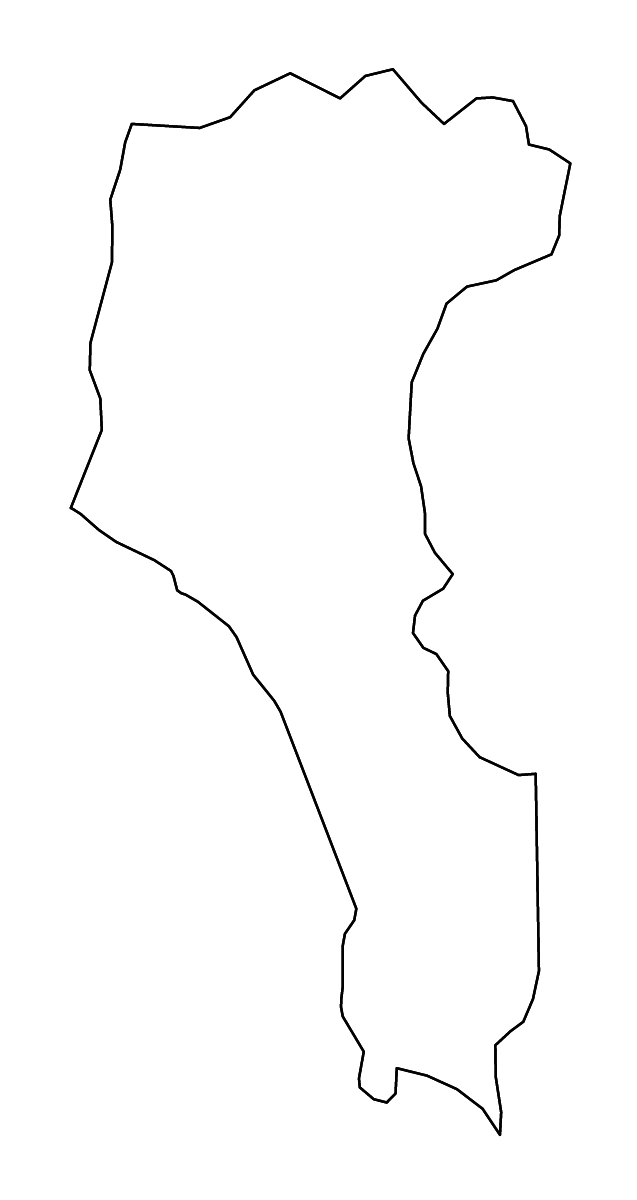 Mapa de contorno de Pingtung, Taiwan con ríos.