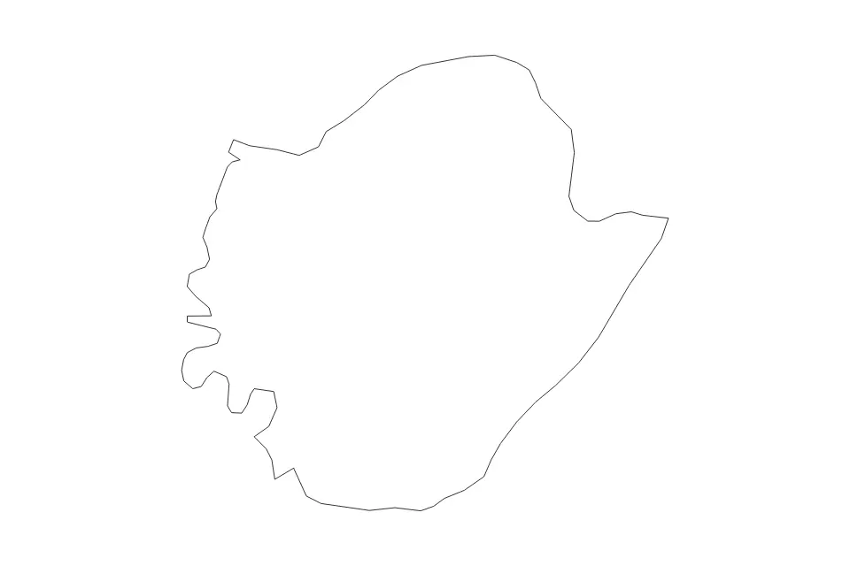 Outline map of Tainan Special Municipality, Taiwan with subdivision borders.