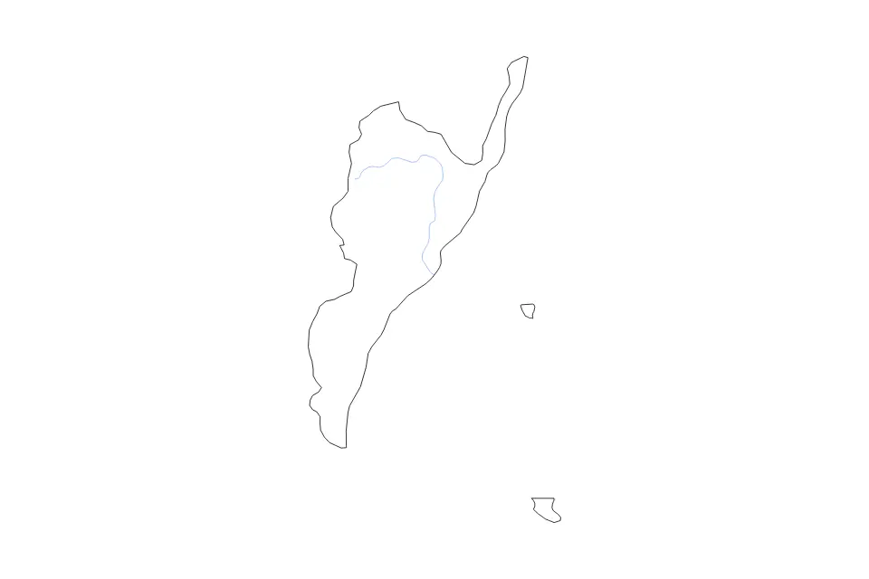 Mapa de Taitung, Taiwan de tipo contorno y ríos para Asia, con contorno y ríos con límites limpios.