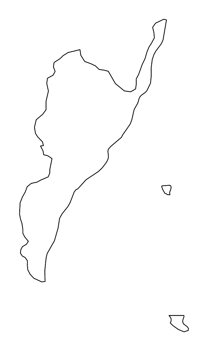 Mapa de contorno de Taitung, Taiwan con ríos.