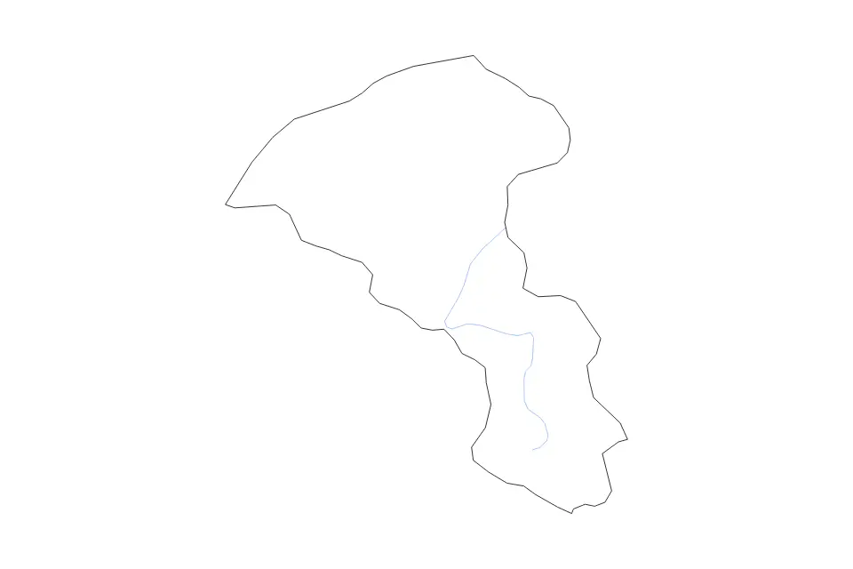 Outline map of Taoyuan County, Taiwan with subdivision borders and rivers.