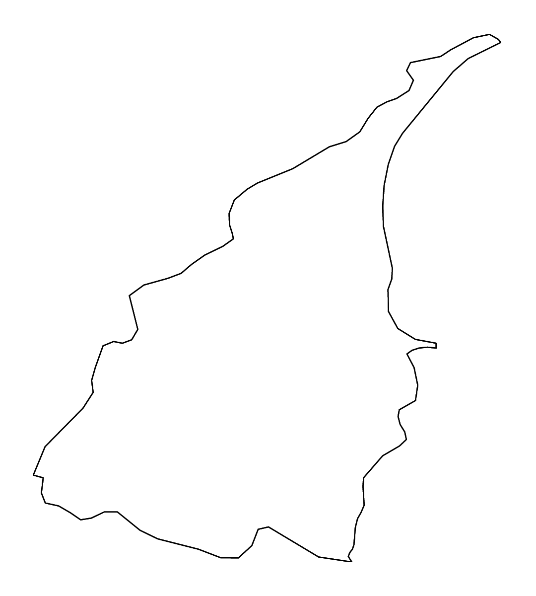 Mapa de contorno de Yilan, Taiwan con ríos.