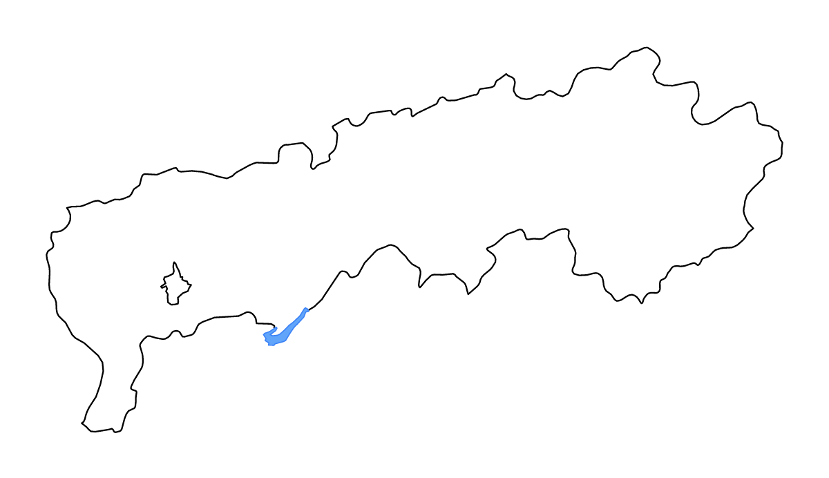 Mapa de contorno de districts of Republican Subordination, Tajikistan con lagos y ríos.