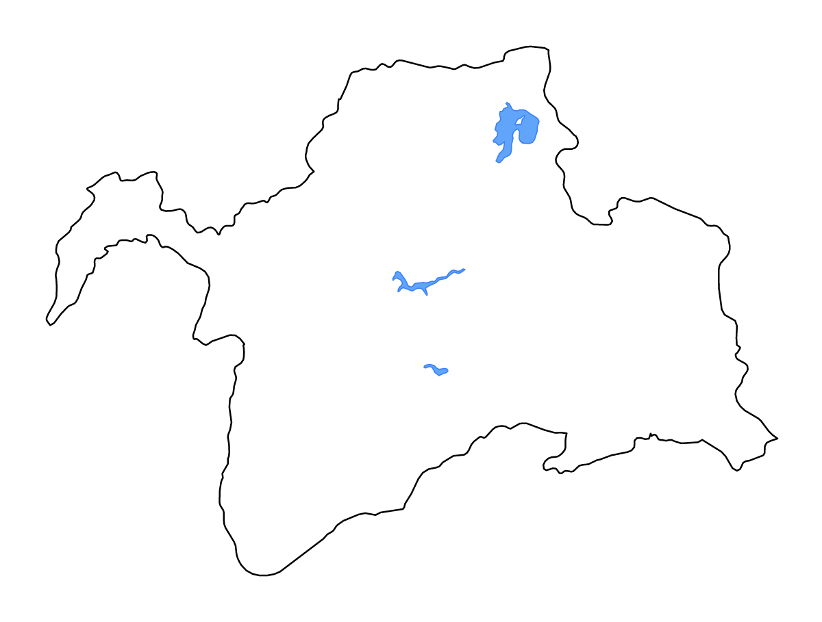 Outline map of Gorno-Badakhshan, Tajikistan with lakes and rivers.
