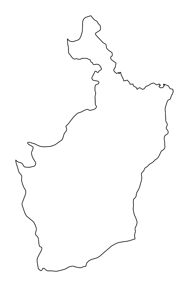 Outline map of Buri Ram, Thailand with rivers.