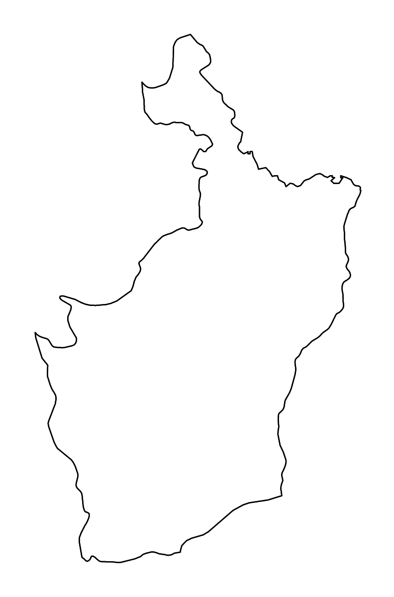 Mapa de contorno de Buri Ram, Thailand con ríos.