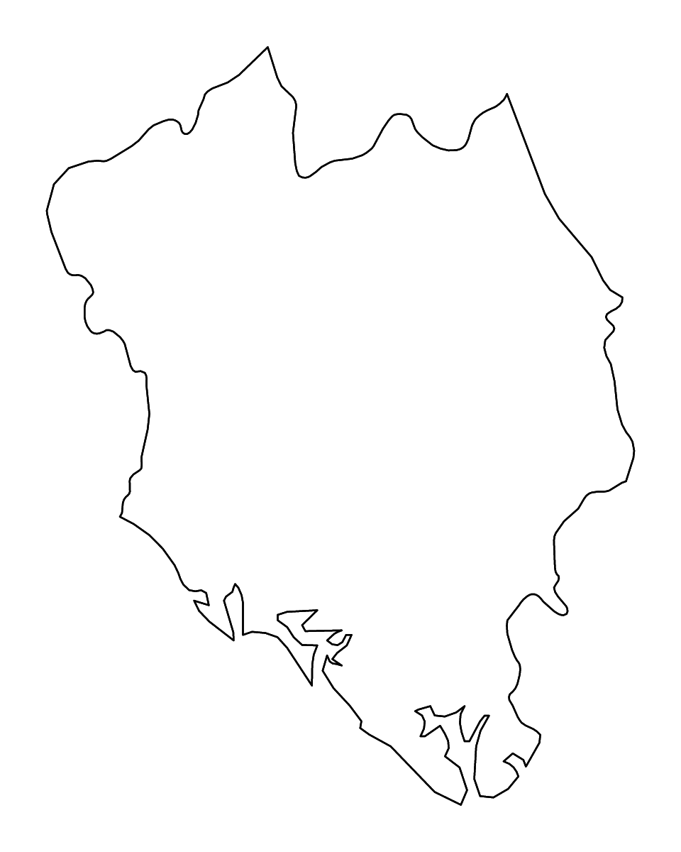 Mapa de contorno de Chanthaburi, Thailand con ríos.