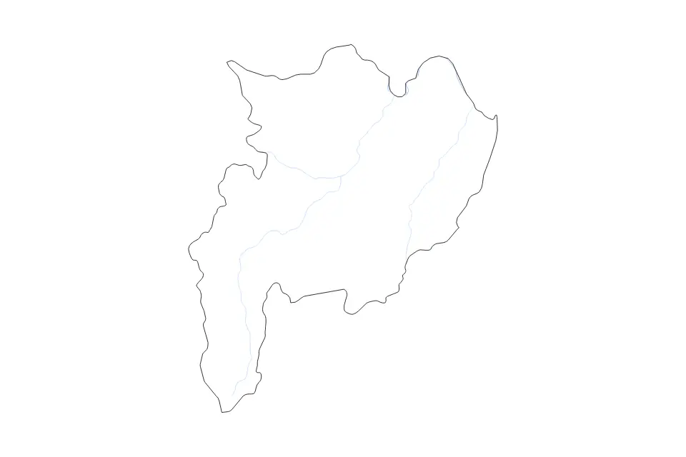 Carte de Chiang Rai, Thailand de type contour et rivières pour Asie, montrant contour et rivières avec des limites nettes.