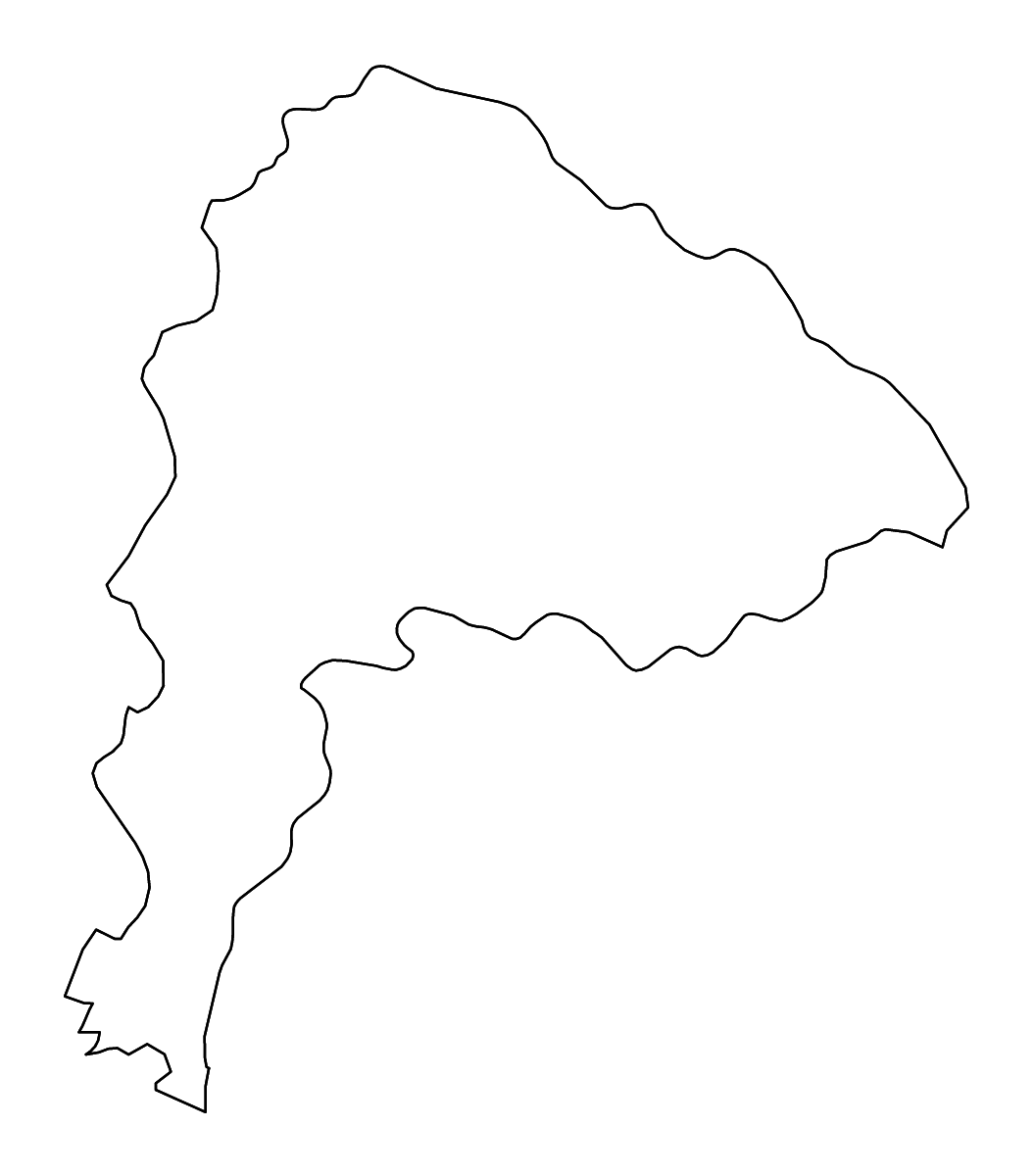 Mapa de contorno de Chon Buri, Thailand con ríos.