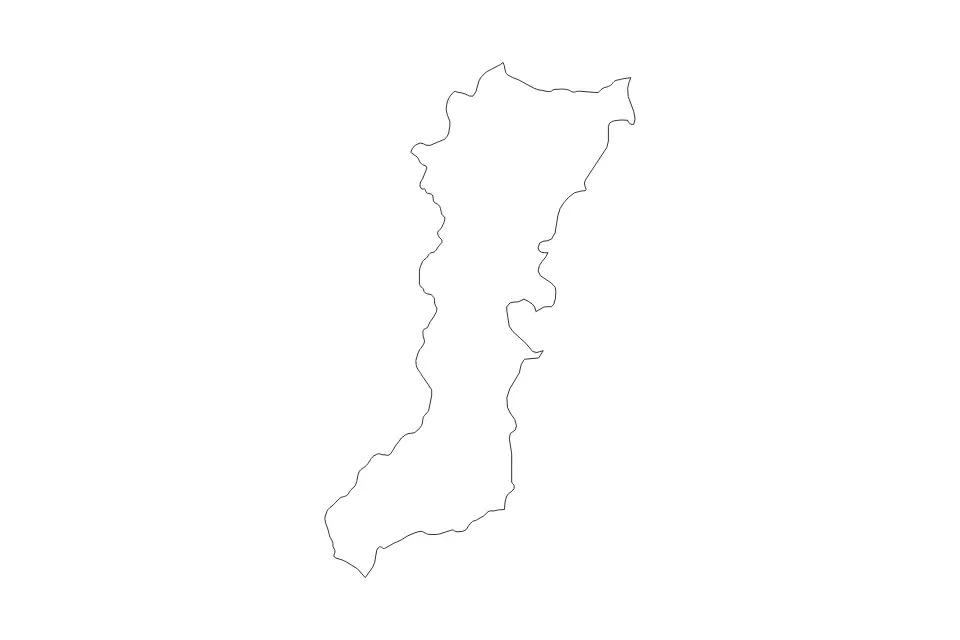 Outline map of Chumphon, Thailand with subdivision borders.