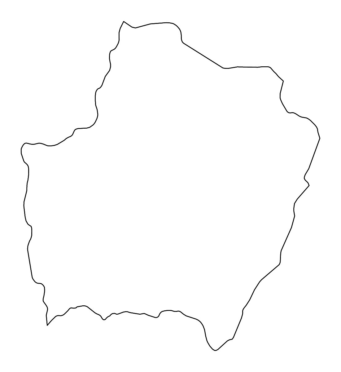 Mapa de contorno de Kamphaeng Phet, Thailand con ríos.