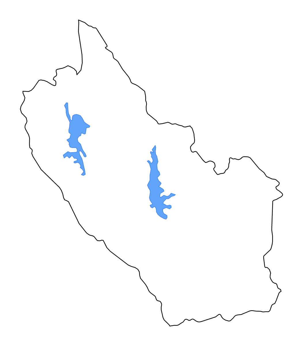 Carte de contour de Kanchanaburi, Thailand avec lacs et rivières.