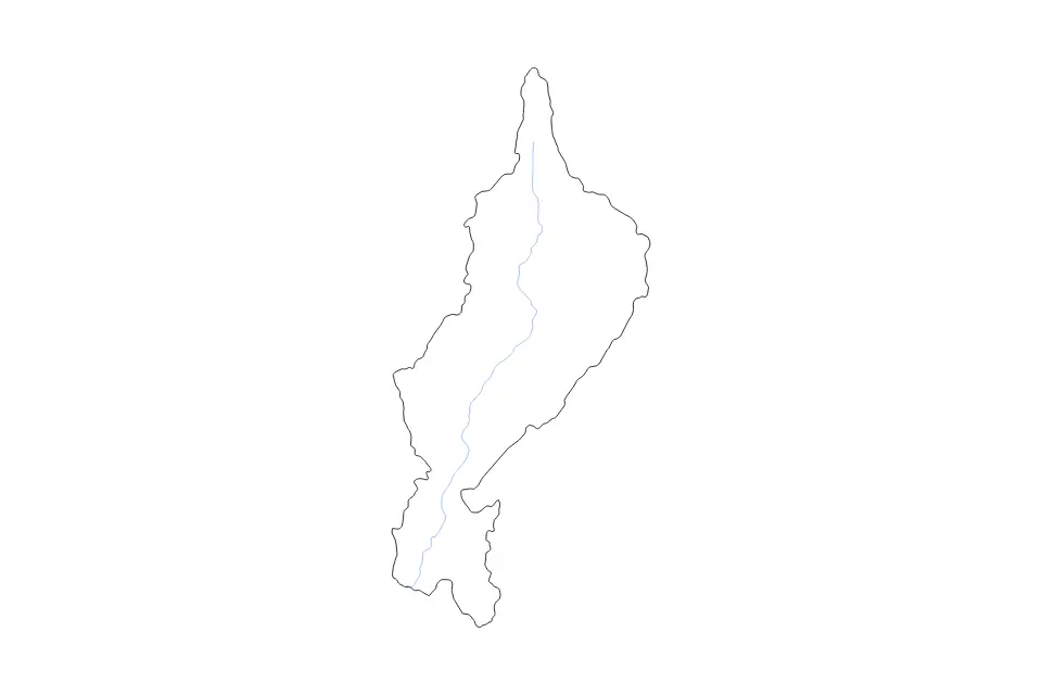 Outline map of Lampang, Thailand with subdivision borders and rivers.