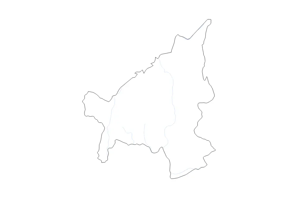 Outline map of Loei, Thailand with subdivision borders and rivers.