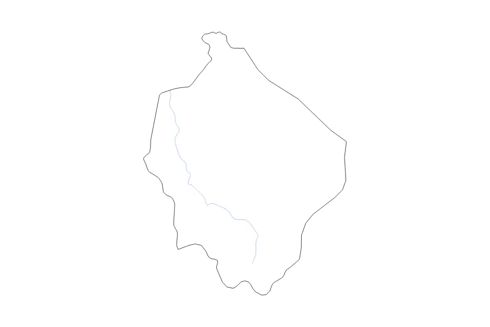 Outline map of Narathiwat, Thailand with subdivision borders and rivers.