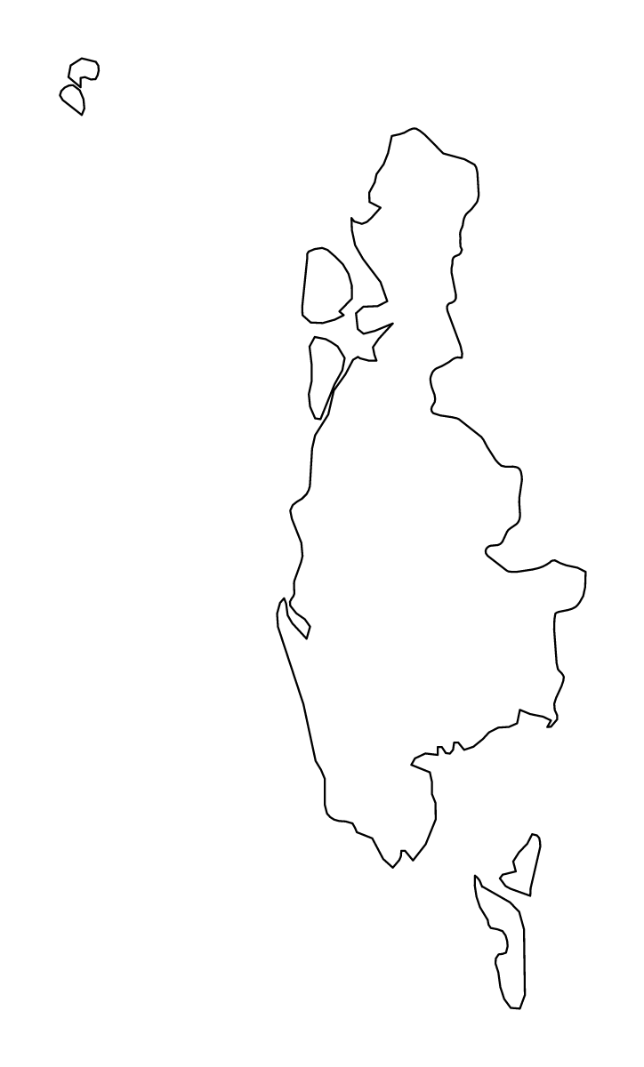 Mapa de contorno de Phang Nga, Thailand.
