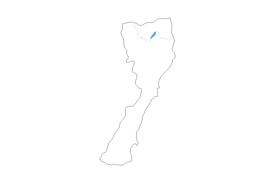 Outline map of Prachuap Khiri Khan, Thailand with subdivision borders and major lakes and rivers.