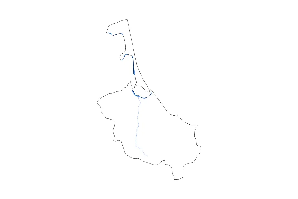 Outline map of Songkhla, Thailand with subdivision borders and major lakes and rivers.
