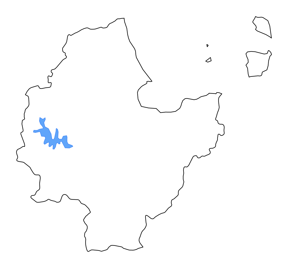 Carte de contour de Surat Thani, Thailand avec lacs et rivières.