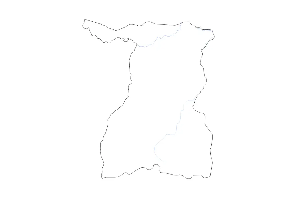 Mapa de Surin, Thailand de tipo contorno y ríos para Asia, con contorno y ríos con límites limpios.
