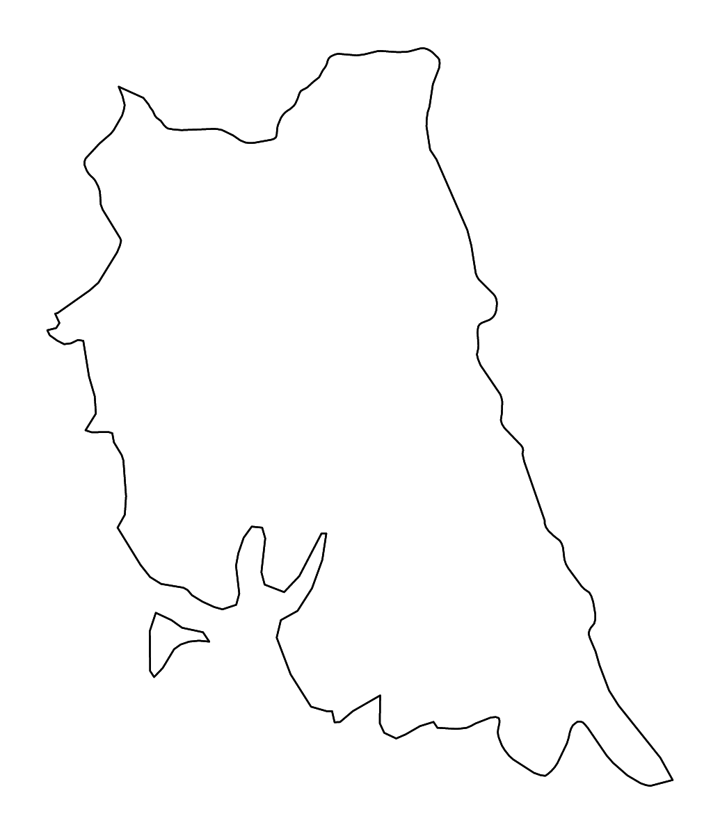 Mapa de contorno de Trang, Thailand con ríos.