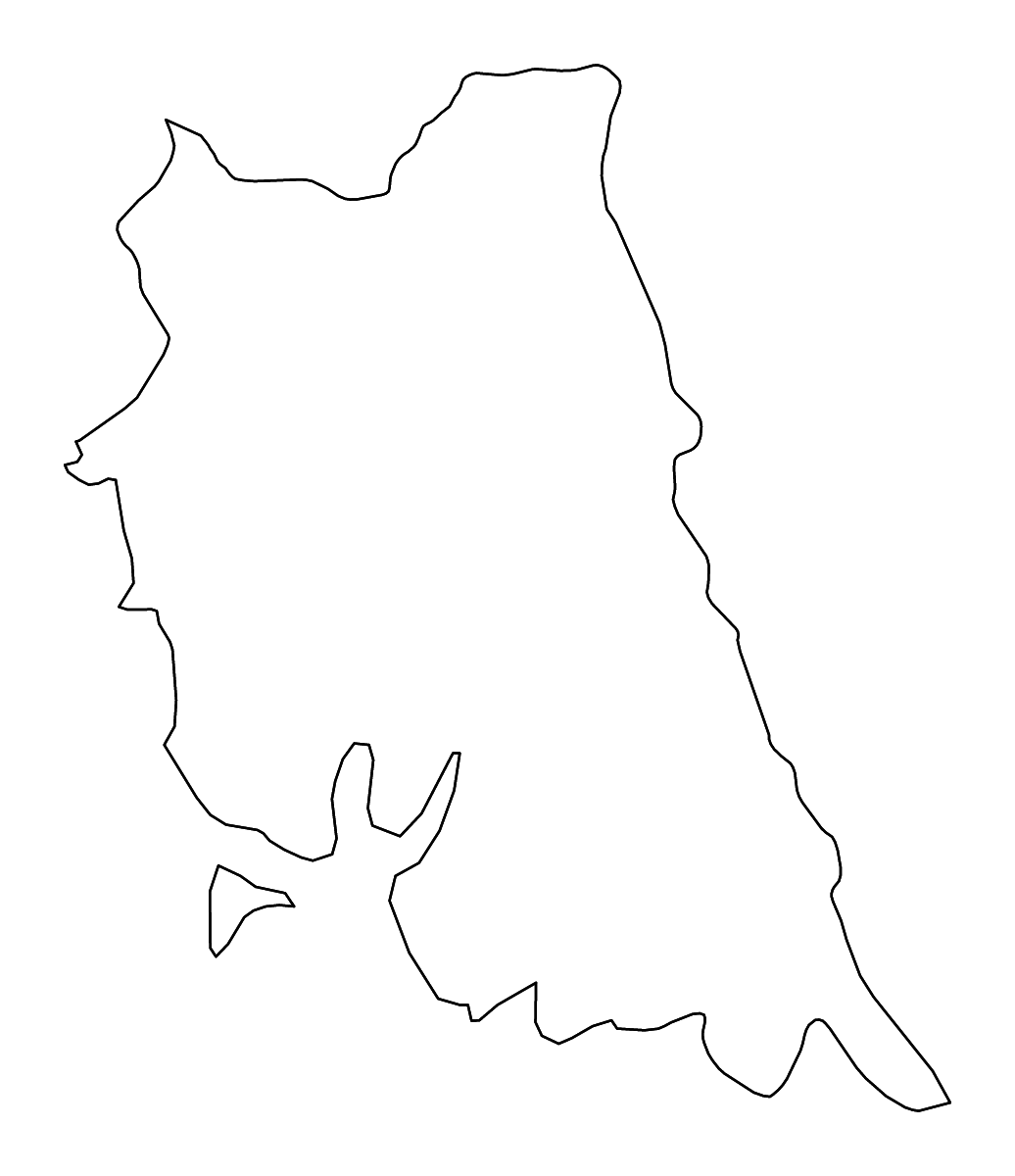 Mapa de contorno de Trang, Thailand con ríos.