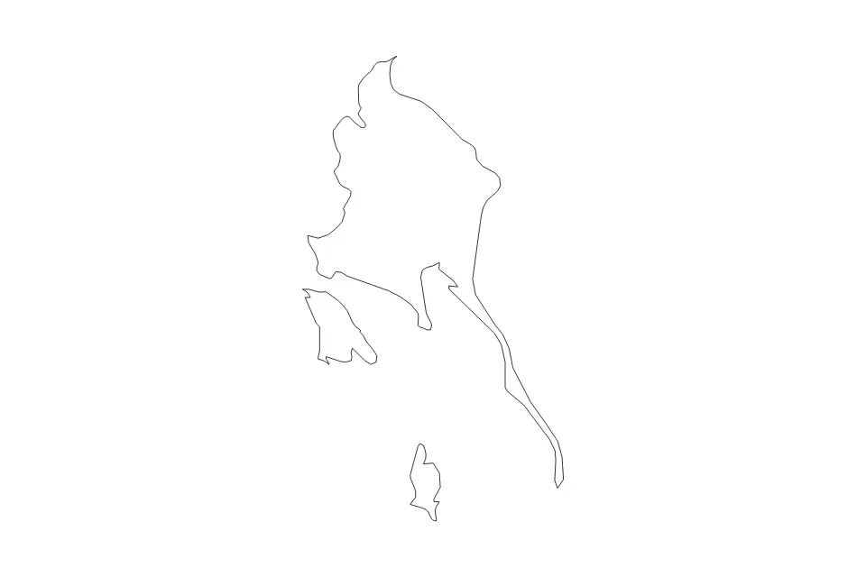 Mapa de Trat, Thailand de tipo contorno para Asia, con contorno con límites limpios.