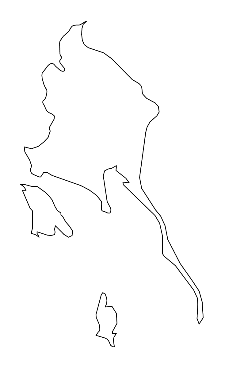 Mapa de contorno de Trat, Thailand.